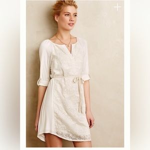 Tiny (Anthropologie) Paperwhites Embroidered Shirtdress